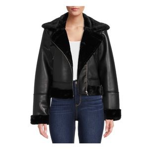 Mark Alan Women's Faux Fur Lined Vegan Leather Moto Jacket